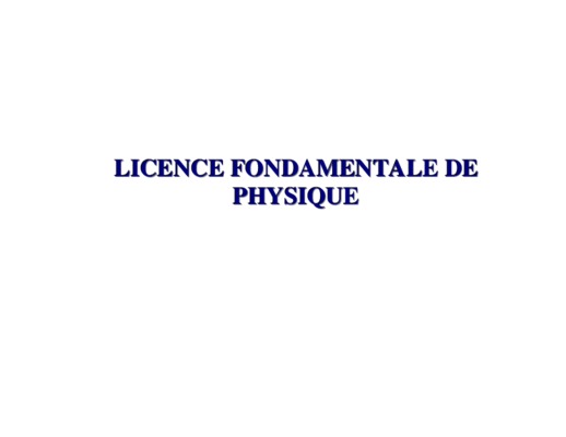 licence fondamentale en physique lfph1 Book