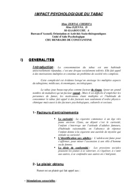 impact psychologique du tabac Book