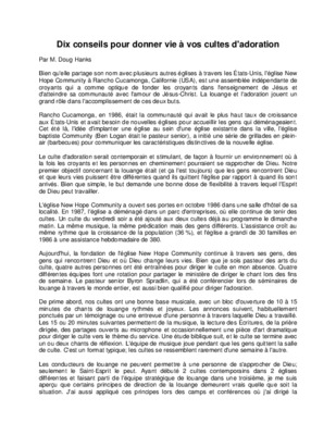 dix conseils pour donner vies a vos cultes Book