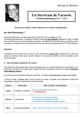 un survivant a varsovie histoire des arts Book