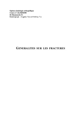 generalites sur les fractures Book