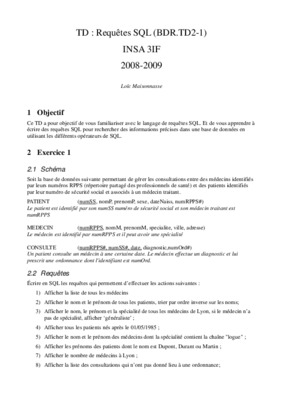 td requetes sql 2008 2009 corrige Book