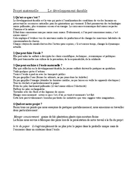projet maternelle developpement durable Book