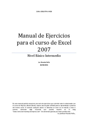 curso do excel 2007 Book