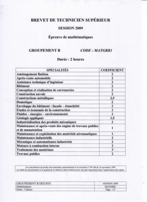 corrige u 63 2009 bts batiment Book