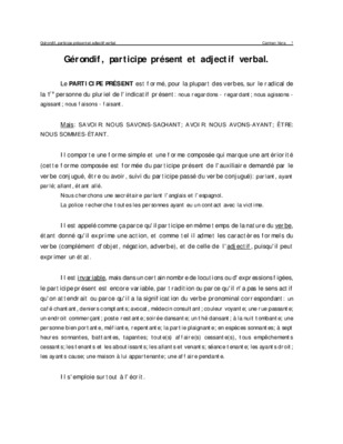 geondif participeeee present adjectif verbal Book
