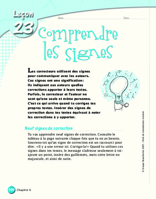neuf signes de correction Book