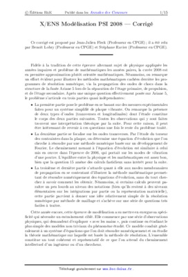 corrige x ens 2008 modelisation Book