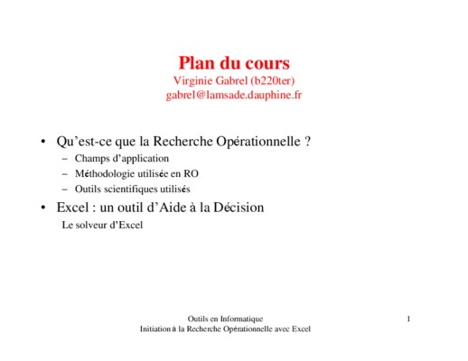 recherche operationnelle sur excel Book