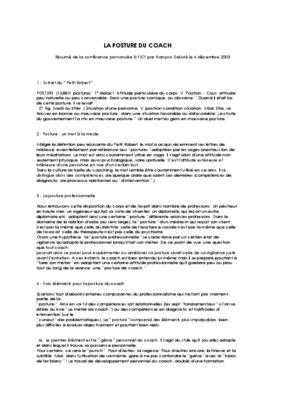 posture du coach Book